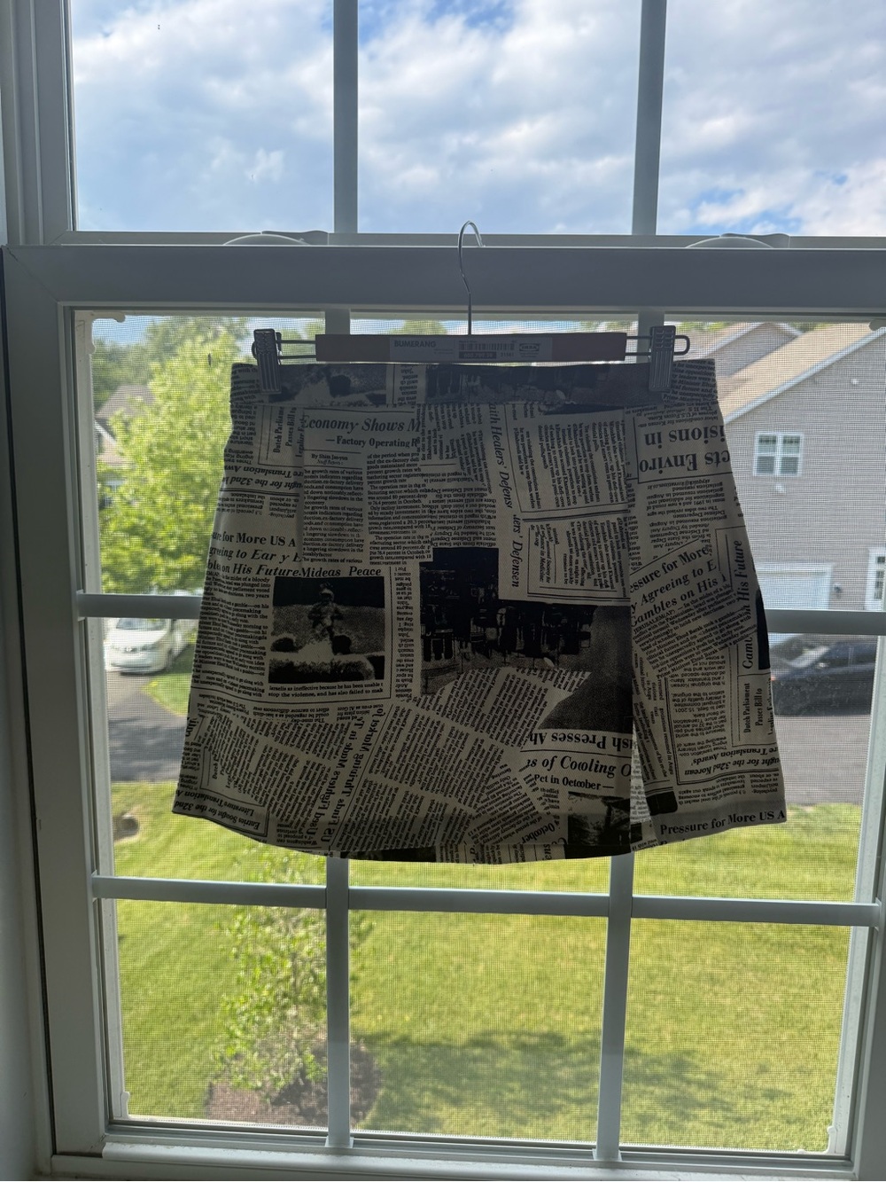 Newspaper Print Mini Skirt - Black & White